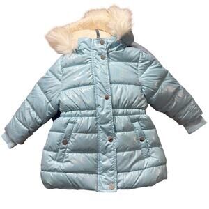 Member's Mark Toddler Girl's Iridescent Blue Hooded Puffer Jacket Size 3T